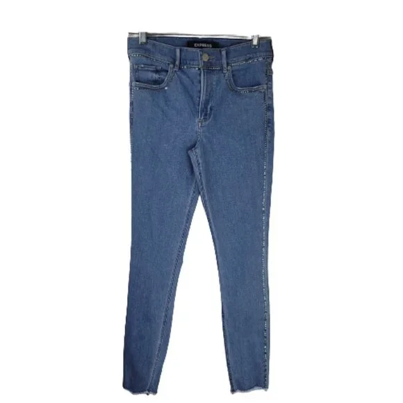 Express High Waisted Embellished Stripe Stretch Ankle Leggings Jeans - Picture 4 of 15